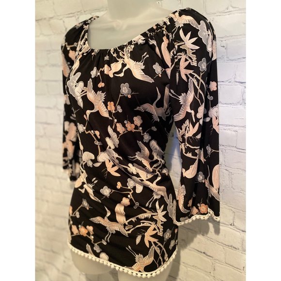 Floral peasant blouse size Medium - Picture 3 of 6